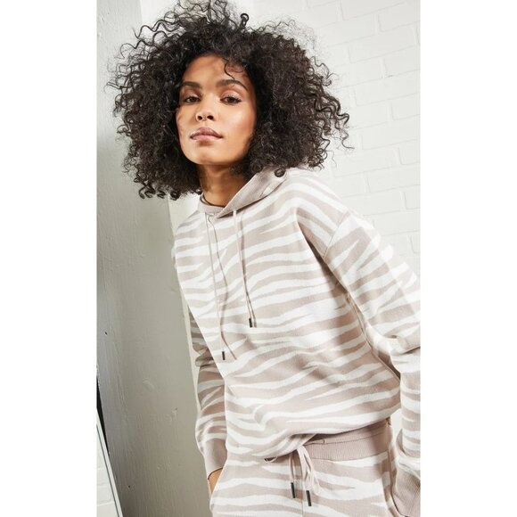 NWT Soia and Kyo taupe pink and white zebra print trackpants, M - Picture 5 of 15